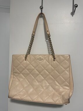 kate spade Quilted Cream Chain-Detail Tote